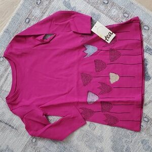 NWT Tea Collection Toddler Girls Long Sleeve Tulip Cotton Dress Sz2